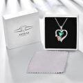 wholesale 925 Sterling Silver Green Crystal Butterfly Heart Necklace for Mom & Grandma Gifts-0-5