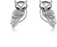 wholesale 925 Sterling Silver Owl Stud Earrings for Women and Girls - 8mm x 7mm-Owl