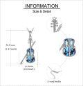 wholesale 925 Sterling Silver Abalone Shell Violin Musical Instrument Pendant Necklace for Women Girls  45cm Chain Length-0-3