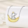 wholesale 925 Sterling Silver Elephant on Banana Pendant Necklace for Women and Girls-0-2