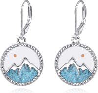 wholesale 925 Sterling Silver Turquoise Mountain Dangle Drop Nature Stone Earring for Women Gifts-mustard seed