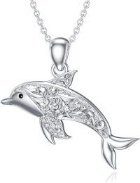 wholesale 925 Sterling Silver Lab-Grown Cubic Zirconia Dolphin Pendant Necklace for Women-Style A