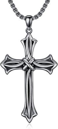 wholesale  925 Sterling Silver Celtic Knot Cross Pendant Necklaces for Men & Women-A Celtic Cross Necklace Black