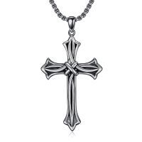 wholesale 925 Sterling Silver Vintage Cross Pendant Necklace Gun Black Plated For Men And Women-A Celtic Cross Necklace Black