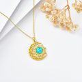 wholesale 18K Gold Plated Natural Gemstone Crescent Necklace for Women Moon Sun Pendant Gift for Her-0-23