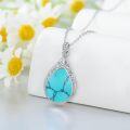wholesale 925 Sterling Silver Blue Moonstone Teardrop Filigree Pendant Necklace-0-7