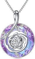 wholesale  Sterling Silver Crystal Infinity Rose Pendant Necklace Mother s Day Gift -0-10