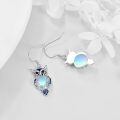 wholesale 925 Sterling Silver Owl Moonstone Zircon Blue Enamel Drop Earrings For Women-0-3