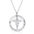 wholesale 925 Sterling Silver Cubic Zirconia Caduceus Pendant Necklace for Nurses - Medical Gift-0-0