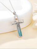 wholesale 925 Sterling Silver & Turquoise Stone Cross Mountain Necklace with Mustard Seed, 1.1 Inch Pendant, 18-2 Inch Chain-0-1