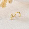 wholesale Gold Plated CZ Nostril Ring for Women - 3 Stone Design Nose Stud Hoop Earrings (18g/20g)-0-1