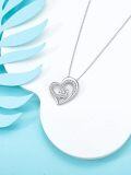 wholesale 925 Sterling Silver 925 with Moissanite Double Heart Pendant Necklace for Women-0-4
