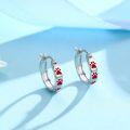 wholesale 925 Sterling Silver Red Paw Print Hoop Earrings s for Women-0-2