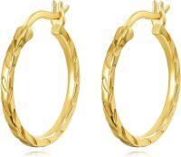 wholesale 925 Sterling Silver Gold-Plated Twisted Hoop Earrings for Women s-Gold02