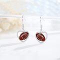 wholesale 925 Sterling Silver Heart-Shaped American Football Dangle Earrings Sporty Gift for Women-0-3