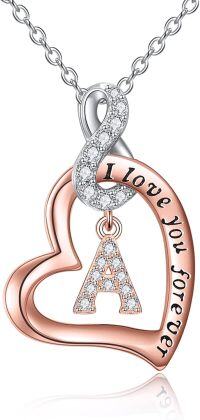 wholesale 14K Rose Gold Sterling Silver Heart Infinity Name Pendant Letter Necklace-A Necklace