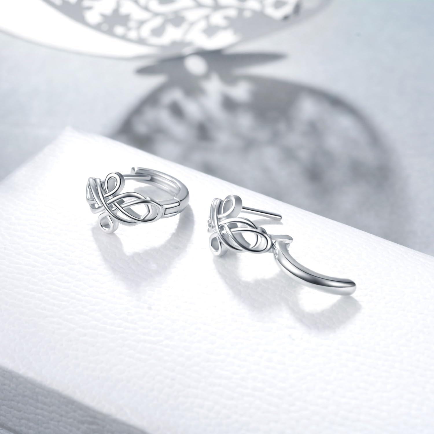 Sterling Silver Celtic Knot Huggie Hoop Earrings Triangle Knot Jewelry Gifts for Women-0-4