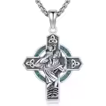 wholesale 925 Sterling Silver Celtic Trinity Knot Turquoise Saint Christopher Cross Pendant Necklace Wholesale for Men & Women-0-0