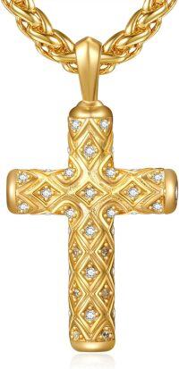 wholesale Gold 925 Sterling Silver Cubic Zirconia-Cut Cross Pendant Catholic Religious  for Men Women-A-Cross-Gold-White CZ