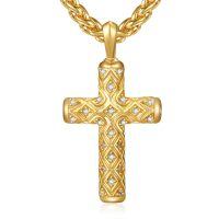 wholesale Gold 925 Sterling Silver Cubic Zirconia-Cut Cross Pendant Catholic Religious  for Men Women-A-Cross-Gold-White CZ