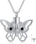 wholesale 925 Sterling Silver Butterfly Cremation Jewelry Keepsake Memorial Urn Necklace with Funnel and Fill Tool-0-0
