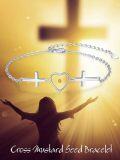 wholesale 925 Sterling Silver Yellow Stone Heart & Cross Charm Bracelet for Women-0-5