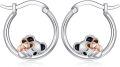 wholesale 925 Sterling Silver Koala Bear Huggie Hoop Earrings for Women Girls Minimalist s 30mm Diameter-0-0