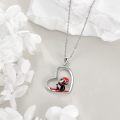 wholesale 925 Sterling Silver Penguin in Skiing Heart Pendant Necklace for Women Christmas Gifts-0-2