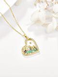 wholesale 925 Sterling Silver Heart Mountain Pendant Necklace Abalone Shell Gold Plated For Women-0-8