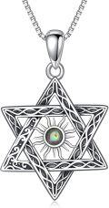 wholesale TOUPOP Star Of David Necklace Sterling Silver Jewish Star Pendant Sun Abalone Shell Jewelry For Women Men Christmas Birthday Gifts -0-0