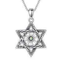 TOUPOP Sterling Silver Abalone Shell Star Of David Necklace Pendant Jewelry-undefined
