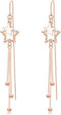 wholesale Rose Gold Plated 925 Sterling Silver Star Threader Earrings with Shiny Tassel Beads for Women Day to Night Gift-0-0