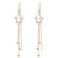 wholesale Rose Gold Plated 925 Sterling Silver Star Threader Earrings with Shiny Tassel Beads for Women Day to Night Gift-0-0