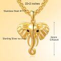 wholesale Gold 925 Sterling Silver Elephant Head Pendant Necklace with Chain for Women and Men-0-5