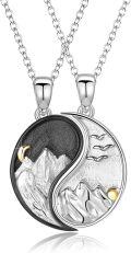 wholesale 925 Sterling Silver Yin Yang Mountain Cat Pendant Necklaces - Best Friend Jewelry Set for Couples and Friends-0-0