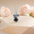 wholesale 925 Sterling Silver Mushroom Pendant Necklace With Black Onyx Platinum Plated-0-22