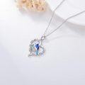 wholesale 925 Sterling Silver Heart-Shaped Blue Jay Bird Pendant Necklace - Love Gift for Women and Moms-0-2