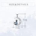wholesale 925 Sterling Silver Moon & Cat Design with Blue and White Stones Pendant Necklace for Women-0-4