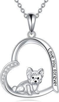 wholesale 925 Sterling Silver Love You Forever Dog Pendant Necklace - Yorkshire Terrier (Yorkie)-Yorkie