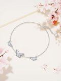 wholesale 925 Sterling Silver Butterfly Adjustable Bracelet with Pink CZ Gemstones for Women and Girls Gift-0-4