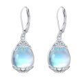wholesale 925 Sterling Silver Moonstone Drop Earrings Platinum Plated Pear Cut Filigree Lever Back-0-0