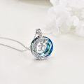 wholesale 925 Sterling Silver Blue Crystal 40th Birthday Moon & Stars Pendant Necklace Gifts for Women-0-14
