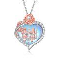wholesale 925 Sterling Silver Rose Gold Heart Family Photo Locket Necklace with Cubic Zirconia and Swarovski Elements-0-0
