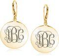 wholesale Rose Gold 925 Sterling Silver Engraved Circle Monogram Leverback Earrings Custom  Ideas for Her-0-8