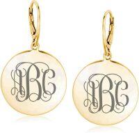 wholesale Sterling Silver Engraved Disc Monogram Earrings Personalized Birthday Gifts for Women-Gold Sterling Silver