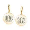 wholesale 925 Sterling Silver Gold Plated Monogram Round Disc Drop Earrings-0-8