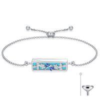 wholesale 925 Sterling Silver Dragonfly & Flower Enamel Urn Bracelet for Pet Ashes Memory Keepsake Jewelry with Funnel and Spoon Set-C-Dragonfly Urn Bracelet