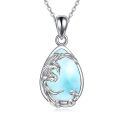 wholesale 925 Sterling Silver Larimar Stone Phoenix Pendant Necklace for Women's Gifts-0-0