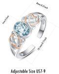 wholesale S925 Sterling Silver 18K Gold Plated Aquamarine March Birthstone Ring - Adjustable Thin Band, Hypoallergenic, Gift Box-0-5