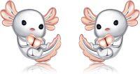 wholesale 925 Sterling Silver Axolotl Stud Earrings - Adorable Animal Jewelry for Women-Axolotl